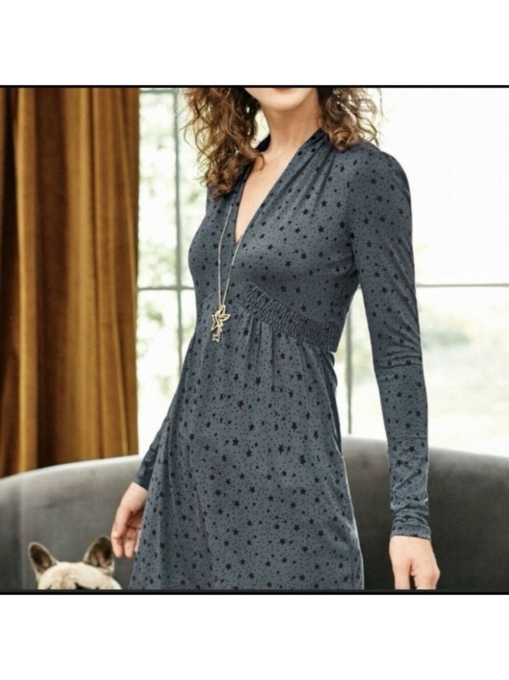 Boden NWOT Betty starry night jersey tunic dress stormy gray stars size 4